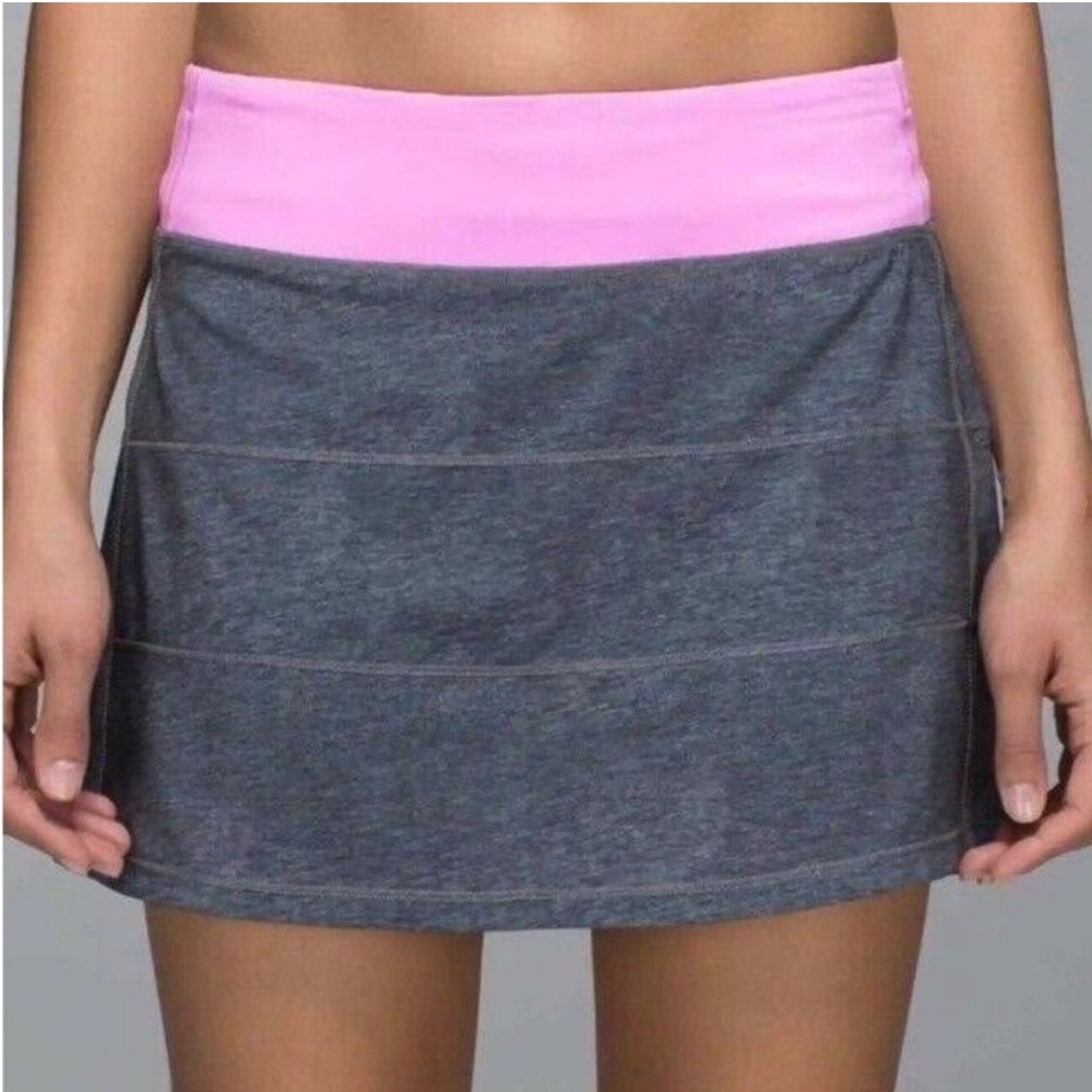 Lululemon Pace Rival Skirt/skort  size 6 Heather Grey and Pink four way stretch - Picture 2 of 14